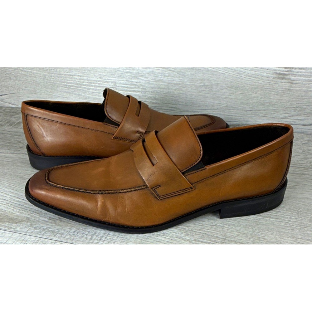Florsheim Mens 12 Cognac Leather Penny Loafers Preppy Classic 11473-221